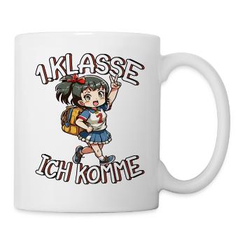 1. Klasse Ich komme Einschulung Mädchen - Tasse - Weiß - Rechts