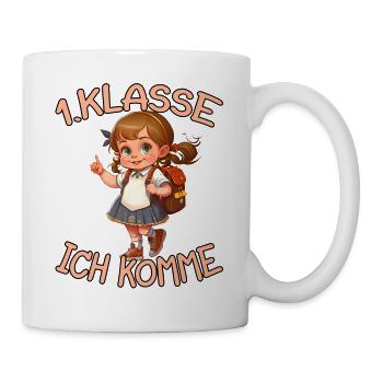 1. Klasse Ich komme Einschulung Mädchen - Tasse - Weiß - Rechts