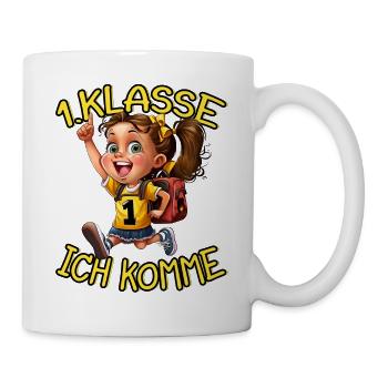 1. Klasse Ich komme Einschulung Mädchen - Tasse - Weiß - Rechts