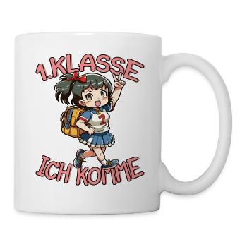 1. Klasse Ich komme Einschulung Mädchen - Tasse - Weiß - Rechts