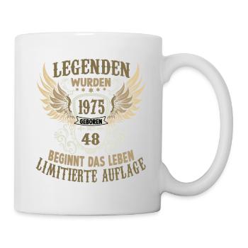 Geschenk zum 48. Geburtstag 1975 Legende Herren - Tasse - Weiß - Rechts