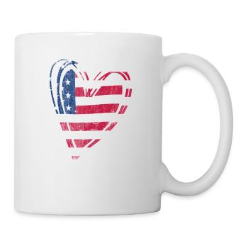Drapeau des États-Unis Cœur patriotique américain - Mug blanc - blanc - Droite