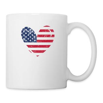 USA Flagge Herz Amerikanisch Patriotisch - Tasse - Weiß - Rechts