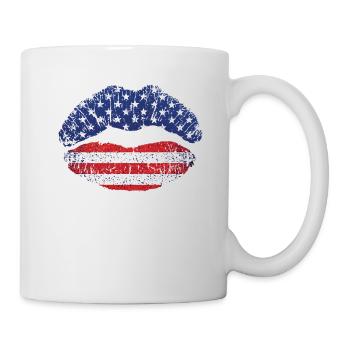 Vintage amerikanische Flagge Lippen 4. Juli - Tasse - Weiß - Rechts