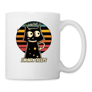 Chat effrayant dans un style rétro - Mug blanc - blanc - Droite