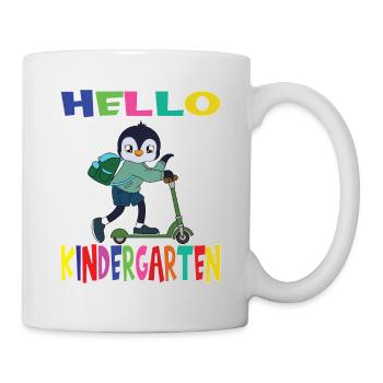 Hello Kindergarten Penguin With Scooter - Tasse - Weiß - Rechts