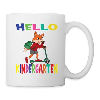 Bonjour Kindergarten Fox avec scooter - Mug blanc - blanc - Droite