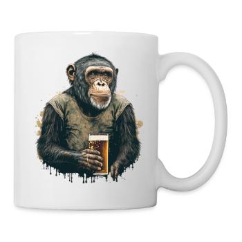 Schimpanse Bier Cool Illustration - Tasse - Weiß - Rechts