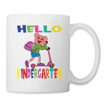 Bonjour cochon de maternelle avec scooter - Mug blanc - blanc - Droite