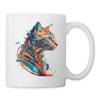 Visage d’un beau chaton comme un chat en couleur - Mug blanc - blanc - Droite
