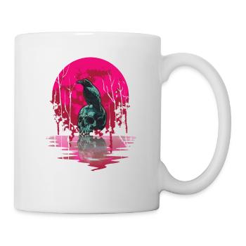 Gothic Skull Red Moon Black Crow - Mug - white - Right