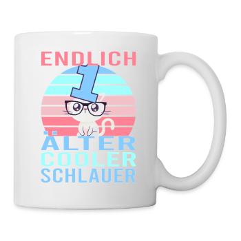 1. Geburtstag 1 Jahre Katze Kätzchen Mietze Miau - Tasse - Weiß - Rechts
