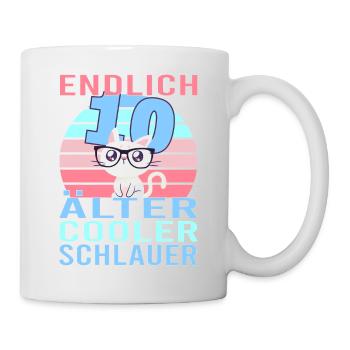 10 Jahre 10. Geburtstag Katze Kätzchen Mietze Miau - Tasse - Weiß - Rechts