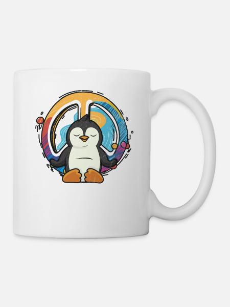 Hippie Pinguin Friedenszeichen Yoga Vogel Hippies Haustier - Tasse - Weiß