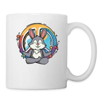Hippie Hase Friedenszeichen Yoga Cool Hase Lustig - Tasse - Weiß - Rechts