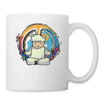 Hippie Sheep Peace Sign Yoga Lamb Hippies Animal - Mug - white - Right