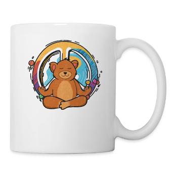 Hippie Bär Friedenszeichen Yoga Cool Bären Lustig - Tasse - Weiß - Rechts