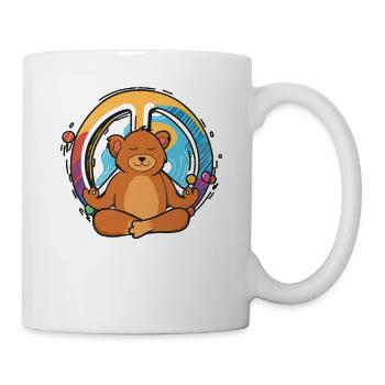 Hippie Bär Friedenszeichen Yoga Cool Bären Lustiges Haustier - Tasse - Weiß - Rechts