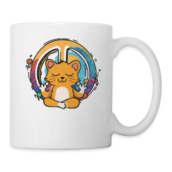 Hippie Cat Peace Sign Yoga Feline Lover Hippies - Mug blanc - blanc - Droite