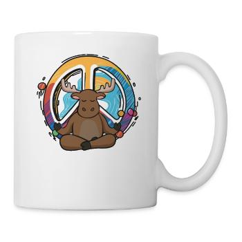 Hippie Deer Peace Sign Yoga Reindeer Hippies Pun - Mug - white - Right