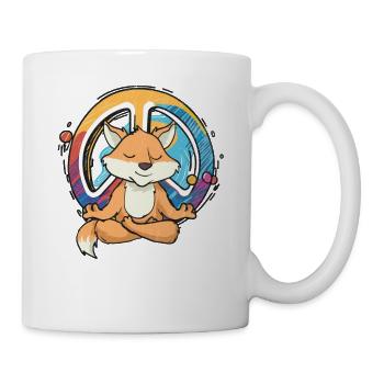 Hippie Fox Peace Sign Yoga Fox Hippies Meditation - Mug - white - Right
