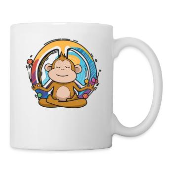 Hippie Affe Friedenszeichen Yoga Cool Ape Lustig - Tasse - Weiß - Rechts