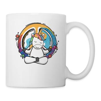 Hippie Unicorn Peace Sign Yoga Unicorn Hippies Pun - Mug - white - Right
