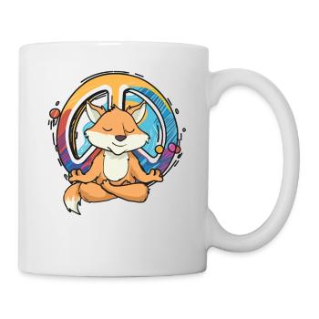 Hippie Fox Peace Sign Yoga Fox Hippies Yoga Pose - Mug blanc - blanc - Droite