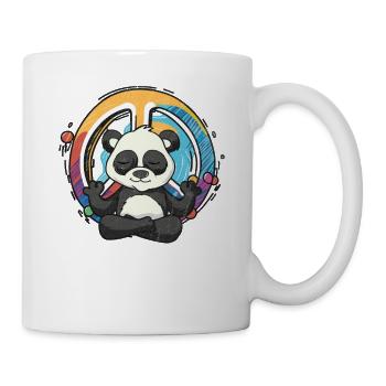 Hippie Panda Peace Sign Yoga Bear Hippies Meditate - Mug - white - Right