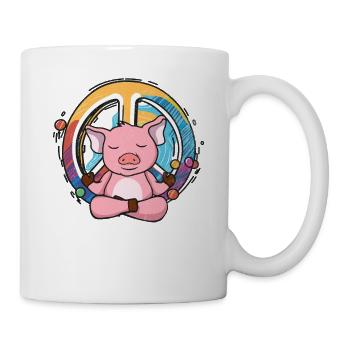Hippie Cochon Signe de la Paix Yoga Cool Porc Funny Yoga - Mug blanc - blanc - Droite