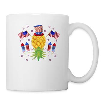 Upside Down Pineapple Swinger Power July 4 US Flag - Mug - white - Right