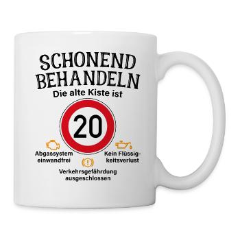 20. Geburtstag Schonend Behandeln Alte Kiste 20 - Tasse - Weiß - Rechts