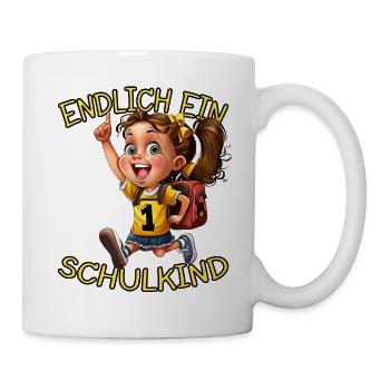 Endlich ein Schulkind 1.Klasse Mädchen - Tasse - Weiß - Rechts