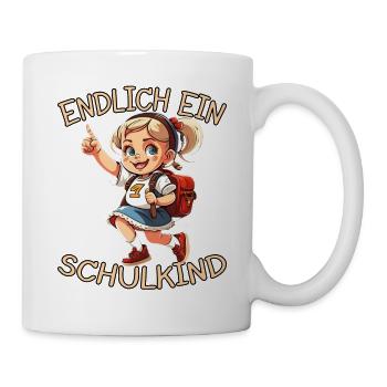 Endlich ein Schulkind 1.Klasse Mädchen - Tasse - Weiß - Rechts