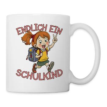 Endlich ein Schulkind 1.Klasse Mädchen - Tasse - Weiß - Rechts