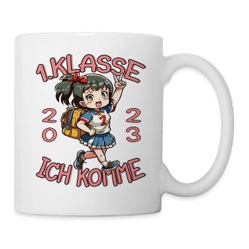 1. Klasse Ich komme Schule 2023 Mädchen - Tasse - Weiß - Rechts