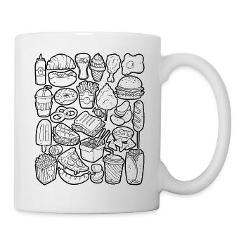 Fastfood Doodles Junkfood Snacks Ungesund Lecker - Tasse - Weiß - Rechts