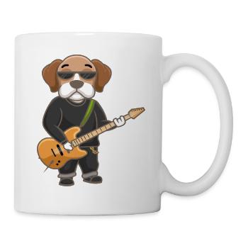 Lazy Dog Playing Guitar - Mug - white - Right