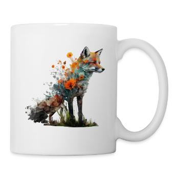 Fuchs Kunst Kunstwerk Geschenk Tierliebhaber Motiv - Tasse - Weiß - Rechts