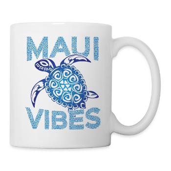 Polynesian Blue Tribal Sea Turtle Maui Vibes - Mug blanc - blanc - Droite
