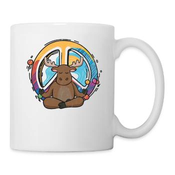 Hippie Deer Peace Sign Yoga Reindeer Hippies Funny - Mug - white - Right