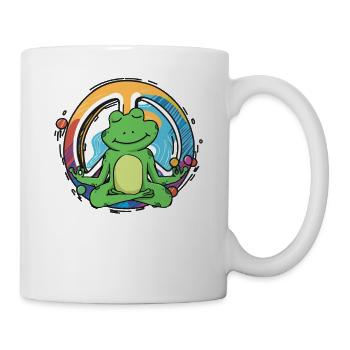 Hippie Frog Peace Sign Yoga Frogs Hippies Humor - Mug - white - Right