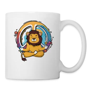 Hippie Löwe Friedenszeichen Yoga Cooler Löwe Lustiger Hippie - Tasse - Weiß - Rechts