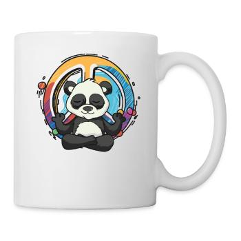 Hippie Panda Peace Sign Yoga Bear Hippies Pun - Mug - white - Right