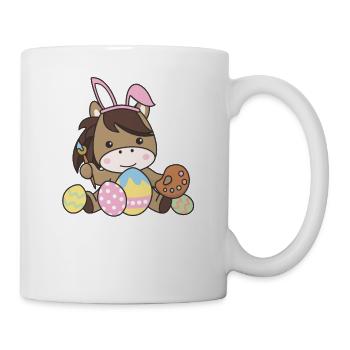 joyeuse Pâques doux cheval de Pâques avec des œufs de Pâques - Mug blanc - blanc - Droite