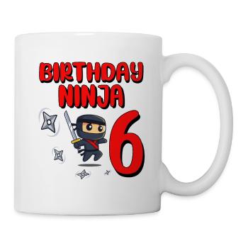 Birthday Ninja 6 Years Old Bday Party Gift Ninja - Tasse - Weiß - Rechts