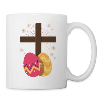 Christentum Kreuz Jesus Christus Blume Ostereier - Tasse - Weiß - Rechts