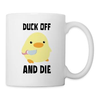Duck Off And Die - Canard au couteau Ente mit Messer - Mug blanc - blanc - Droite