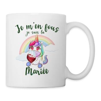 Je M'en Fou Je Suis La Future Mariée Licorne EVJF - Mug blanc - blanc - Droite