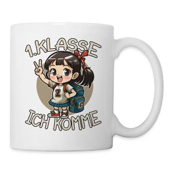 1. Klasse Ich komme Einschulung Mädchen - Tasse - Weiß - Rechts